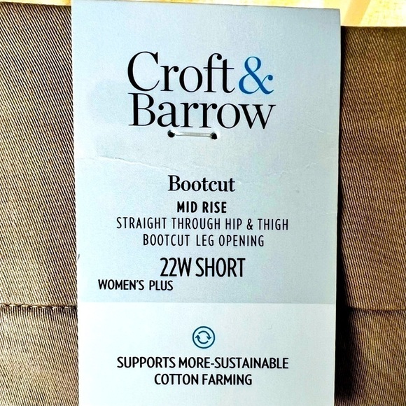 Croft & Barrow The Effortless Stretch Pants Khaki Boot Cut Mid Rise Petite 22W - Picture 9 of 16